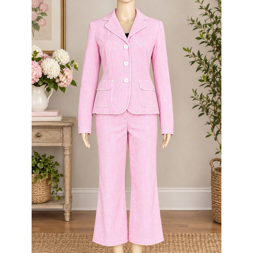 New York & Company Pink Pinstripe Blazer Pants Separate Set 4/6